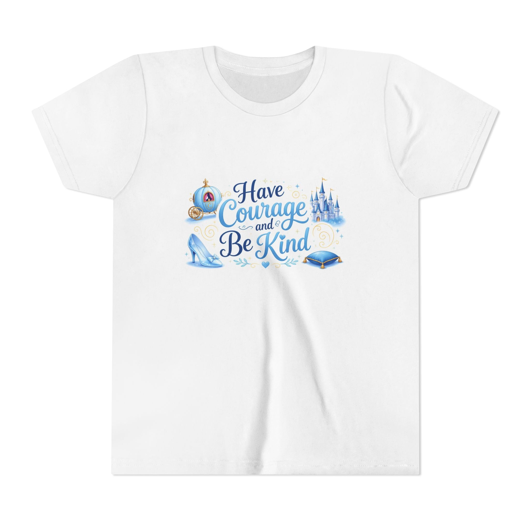 Courage & Be Kind Youth Tee — Inspirational Princess Castle Design